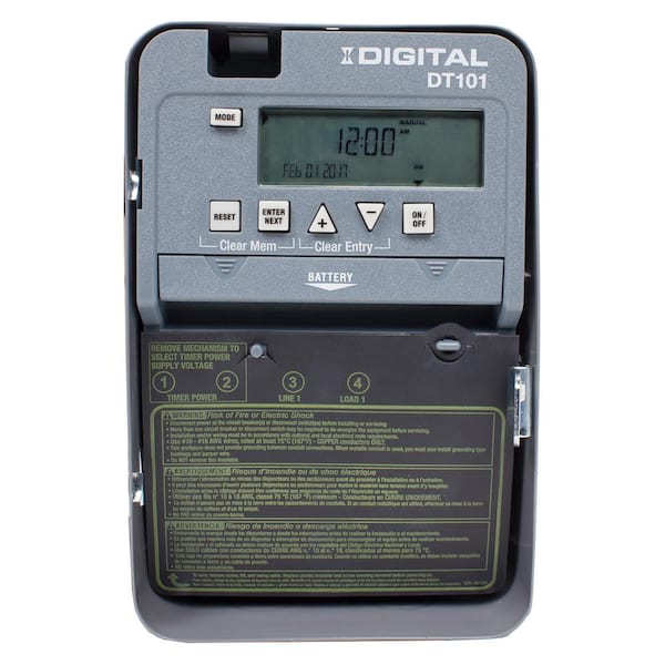 DT Series 1-Circuit 20 Amp 24 Hour Indoor Surface Mount Timer with Battery Backup, Gray