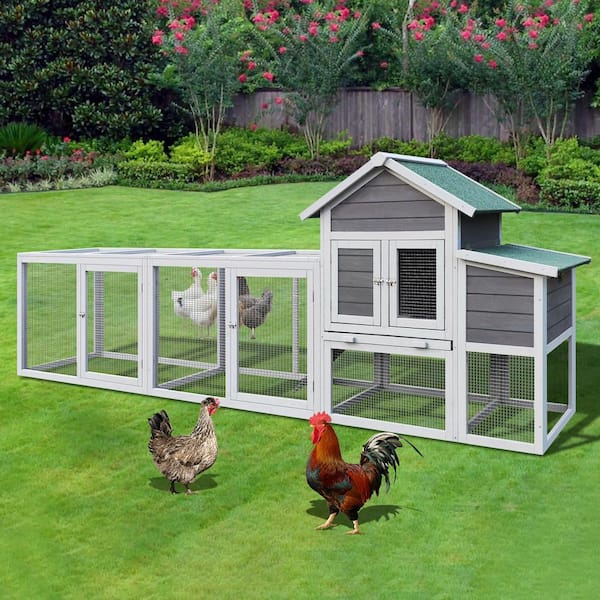 122 in. Chicken Coop Extra Large Chicken House Hen House Rust Proof Metal Wire Poultry Cage with Nesting Boxes Perches