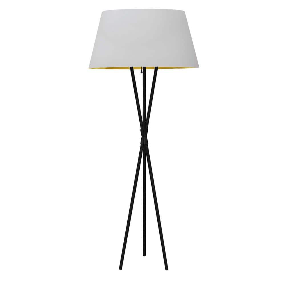 Gabriela 61.5 in. Matte Black Transitional 1-Light Dimmable Standard Floor 