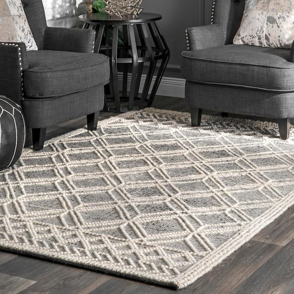 Natti Contemporary Trellis Ivory 9 ft. x 12 ft. Area Rug
