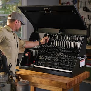 Heavy-Duty 36 in. W x 17 in. D Black Steel Portable Triangle Top Chest for Sockets, Wrenches and Screwdrivers