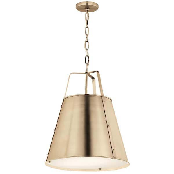 KICHLER Etcher 18 in. 2-Light Champagne Bronze Traditional Shaded Hanging Pendant Light with Metal Shade