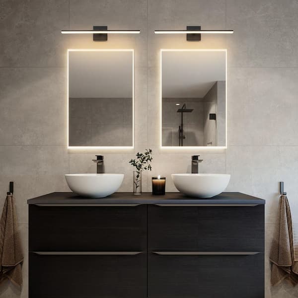 Nimbus 24 in. W 1-Light Dimmable Matte Black Integrated LED Vanity Light Bar Selectable CCT Wall Sconce with Acrylic