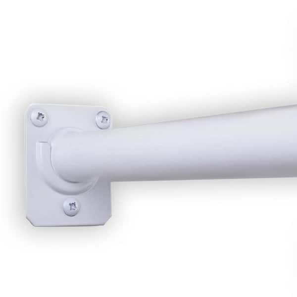 96 in. to 120 in. White Heavy-Duty Steel Adjustable Hanging Closet Rod
