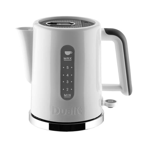 Dualit Studio 6.6-Cup White Chrome Electric Kettle with Cord Storage