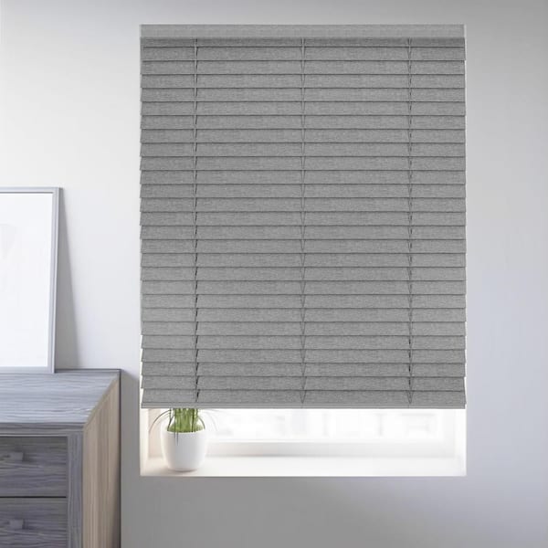 Chicology Gray Textured Cordless Darkening Faux Wood Blinds with 2 in. Slats - 67.5 in. W x 72 in. L