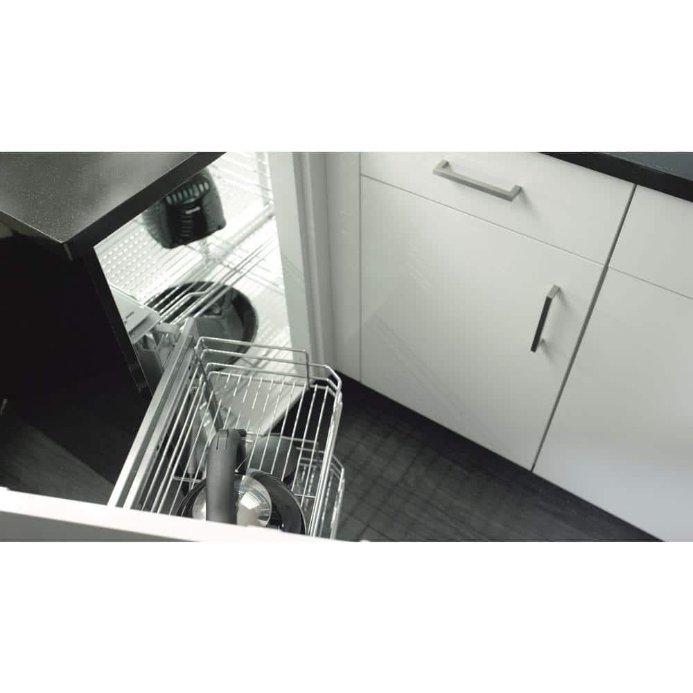 Chrome Blind Corner Organizer with Sliding Hardware