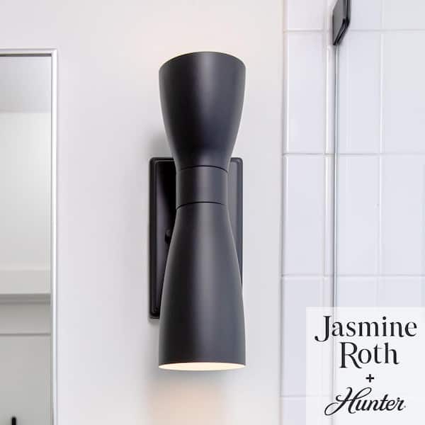 Hunter - Zola 2-Light Matte Black Wall Sconce with Metal Shade