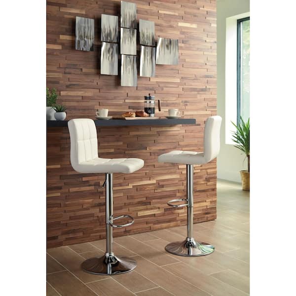 Bellatier Beige Faux Leather Adjustable Bar Height Bar Stool