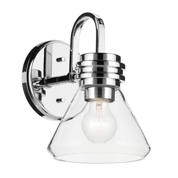 Farum 9.5 in. 1-Light Wall Sconce with Clear Glass in Chrome