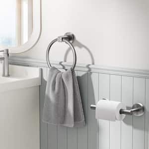 2-Piece Bath Hardware Set with Towel Ring Toilet Paper Holder Toilet Paper Roll Holder in Brushed Nickel