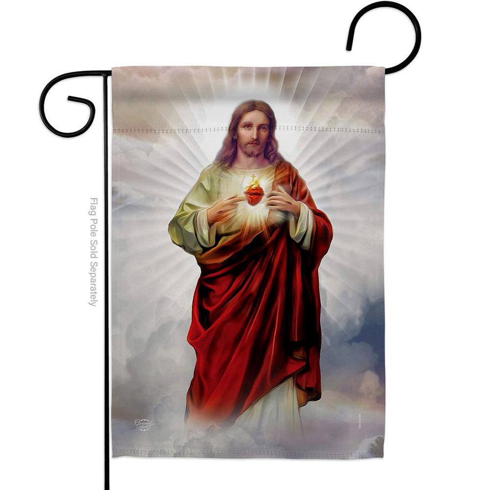 Ornament Collection 13 in. x 18.5 in. Sacred Heart of Jesus Garden Flag  Double-Sided Religious Decorative Vertical Flags HDG192161-BO - The Home  Depot