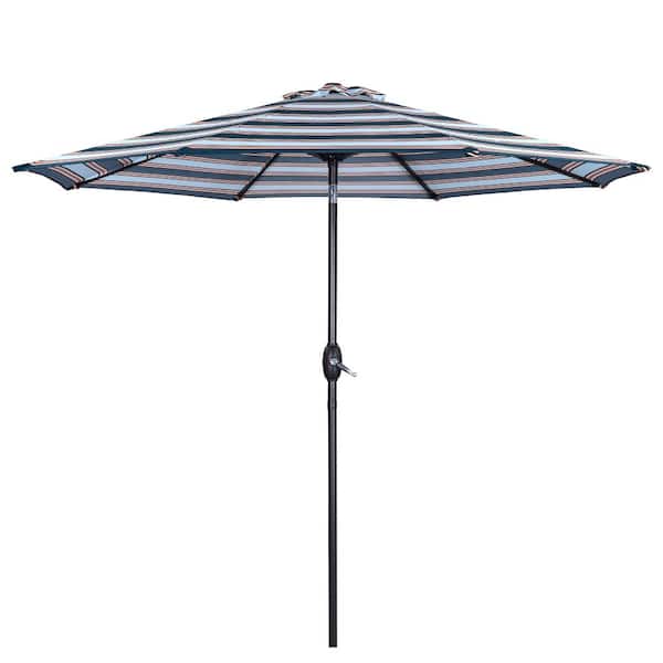 Tenleaf 9 ft. Market Adjustable Tilt Octagon Patio Umbrella in Black and White