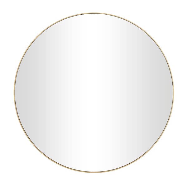 Litton Lane 36 in. x 36 in. Round Framed Gold Wall Mirror with Thin Frame