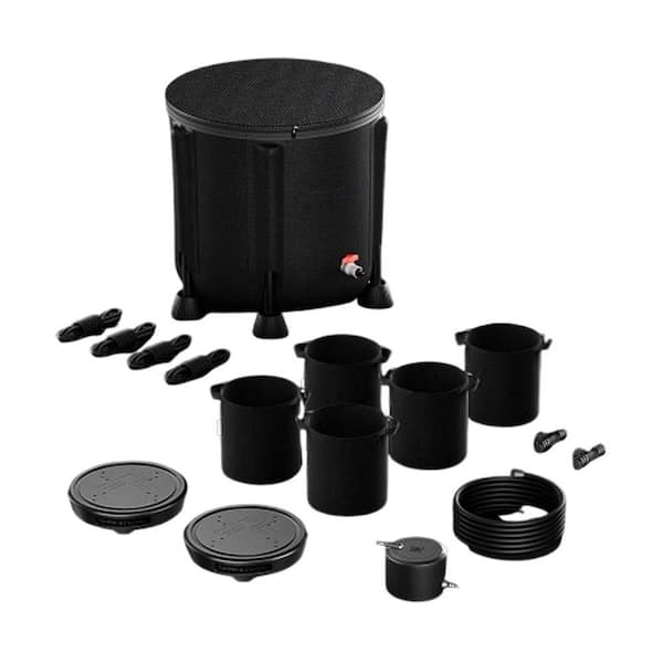 Gravity-Fed Self-Watering System, 4-Pack w/ 13 Gallon Reservoir, Auto Watering Fabric Pot Base for Plants and Grow Tents