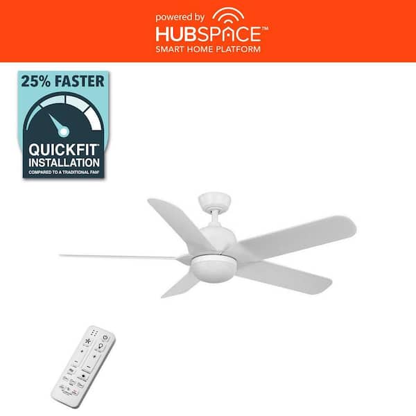 Sarita 54 in. White Changing LED Indoor Matte White Ceiling Fan with Remote and DC Motor Included Powered by Hubspace
