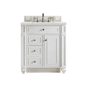 Bristol 30 in. W x 23.5 in. D x 34 in. H Bathroom Vanity in Bright White with Ethereal Noctis Quartz Top