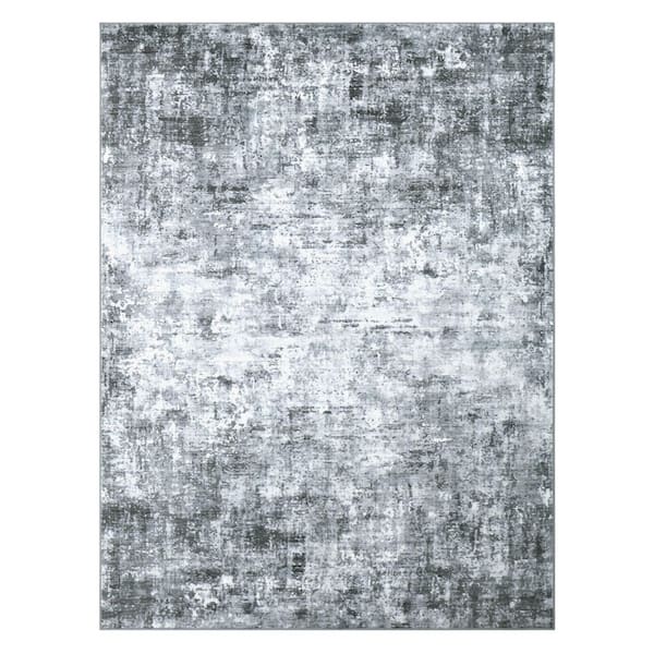 Jayden Light Gray 3 ft. x 5 ft. Woven Abstract Polyester Accent Rug