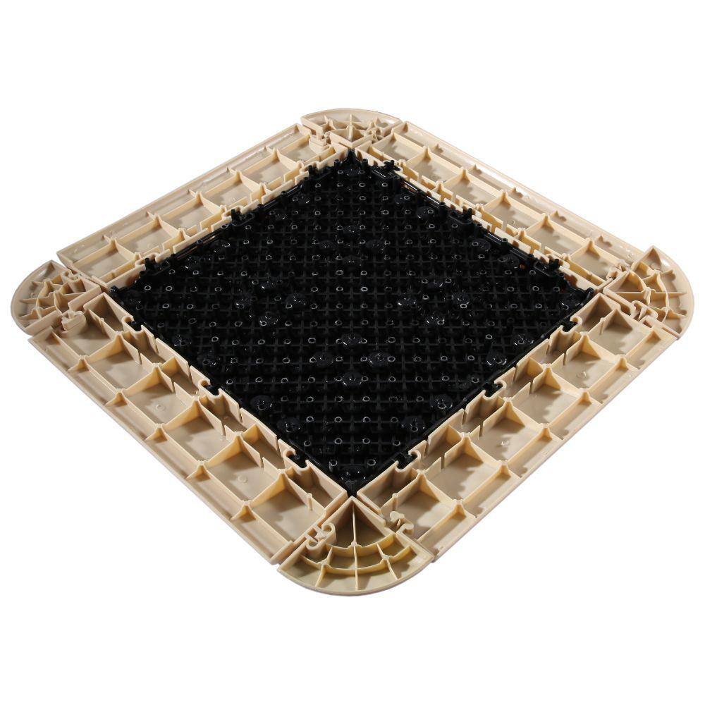 Off-White Plastic Interlocking Deck Tile Kit with Edges