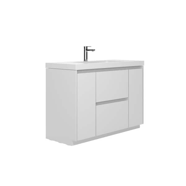 MT 47.25 in. W x 19.6 in. D Single Sink Freestanding Bath Vanity in White with White Resin Vanity Top