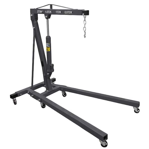 RSC-2TF Heavy-Duty Steel 2-Ton Capacity Folding Shop Crane, Engine Hoist with 4-Position Boom and 6 Steel Casters