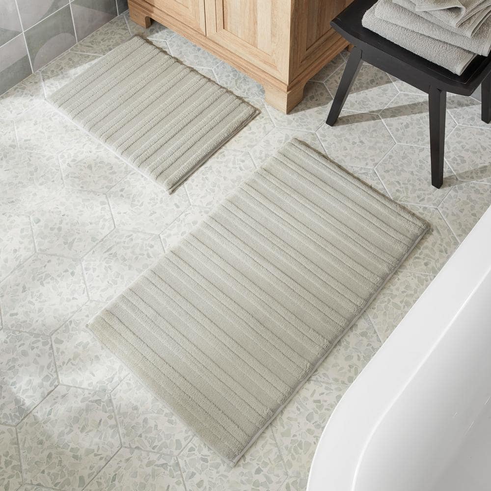 Striped Light Grey Bathroom Rug Set 3 Pieces Gray Ultra Soft, deals Thick Absorbent Ba