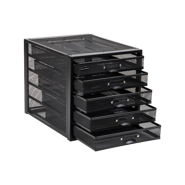 Black Metal Storage, Drawers, File Storage, Office Storage, Heavy-Duty Multi-Purpose 5-Drawer Cabinet