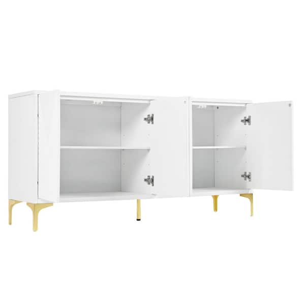 59.84 in. W x 15.91 in. D x 29.72 in. H Bathroom White Linen Cabinet