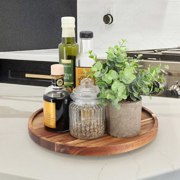 12 in. Acacia Wood Lazy Susan Tray