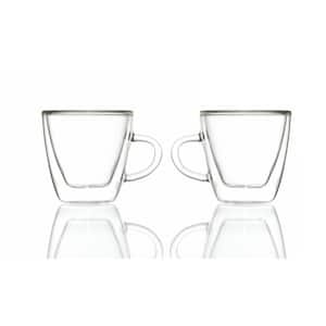 Turin 4.7 oz. Double-walled Glass Espresso Cups with Handles (Set of 2)