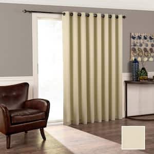 Tricia Stone Solid Polyester 100 in. W x 84 in. L Room Darkening Single Grommet Top French Door Panel