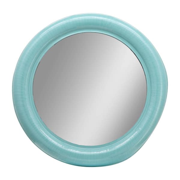 Green 36 in. x 36 in. Modern Round Metal Framed Mirror