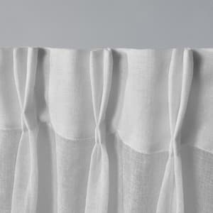 Belgian Winter White Solid Sheer Double Pinch Pleat / Hidden Tab Curtain, 30 in. W x 63 in. L (Set of 2)