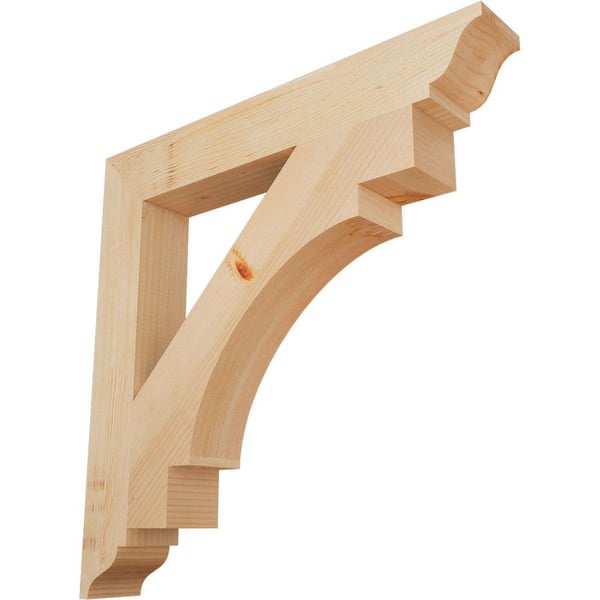 Ekena Millwork 3.5 in. x 28 in. x 28 in. Douglas Fir Merced Traditional Smooth Bracket