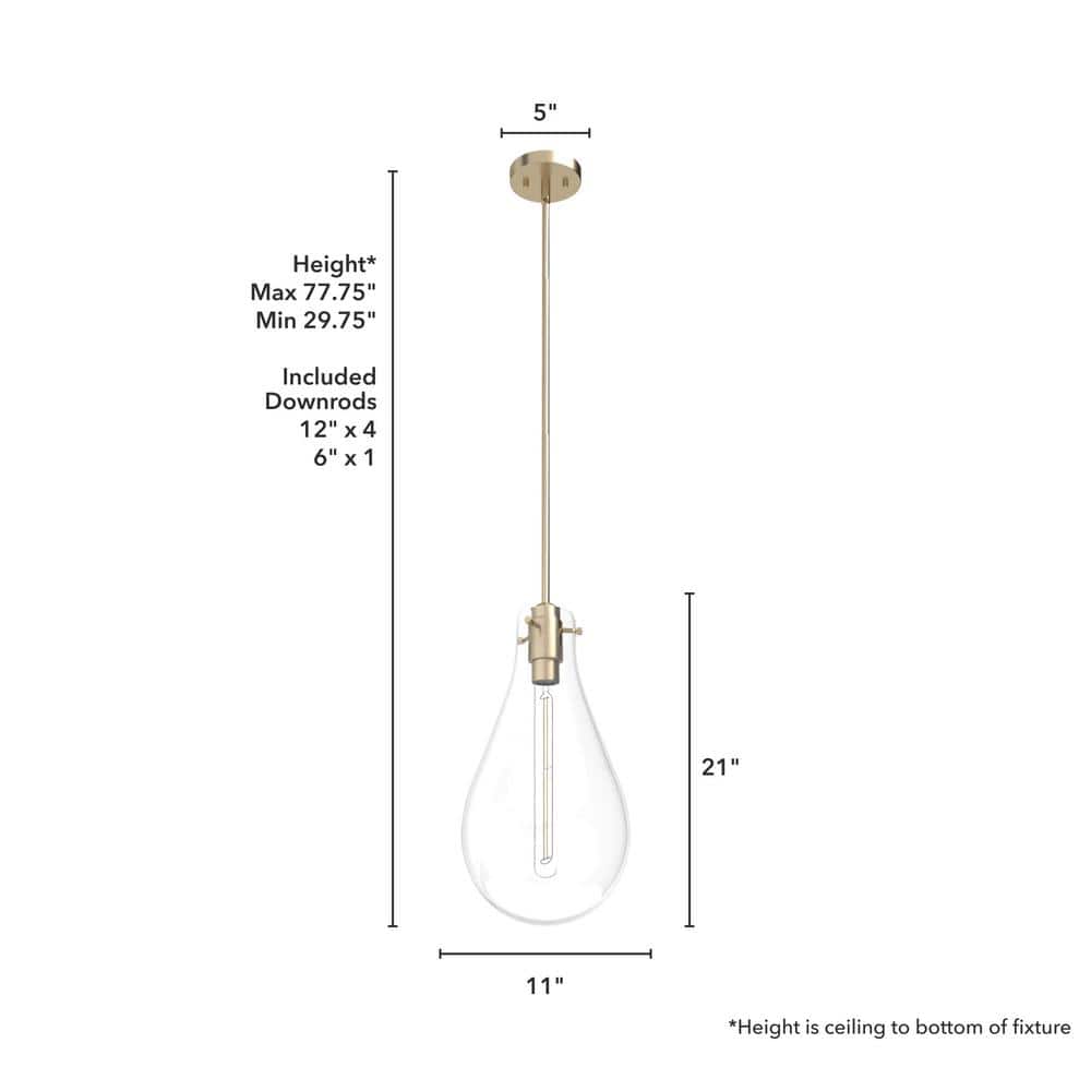 Alturas Gold Sleek 11" Glass Pendant Light