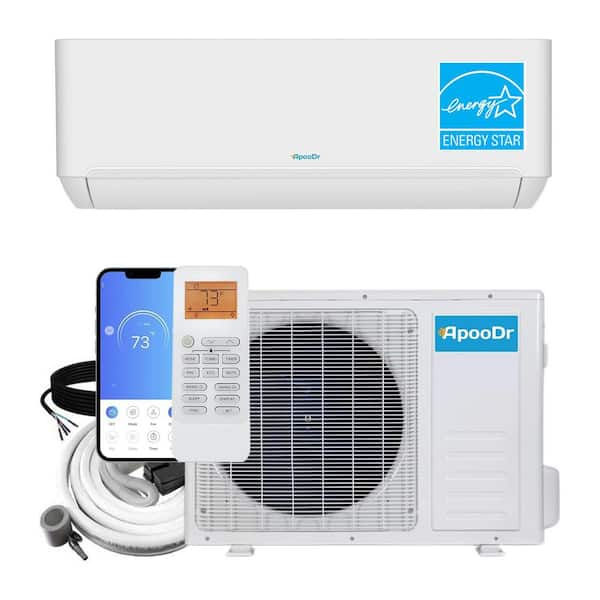 ENERGY STAR 18,000 BTU 22 SEER2,230-Volt, 1000-SqFt Ductless Mini Split AC with Heat Pump, Wi-Fi Control, 16Ft Lineset