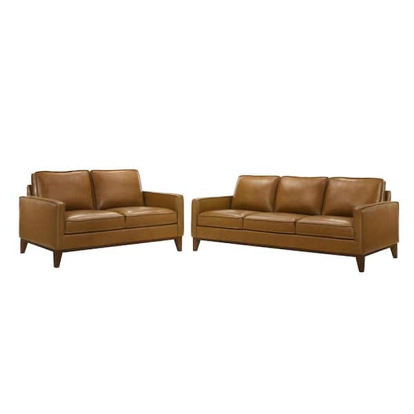 New Classic Furniture Caspar 2-Piece Caramel Leather Living Room Set
