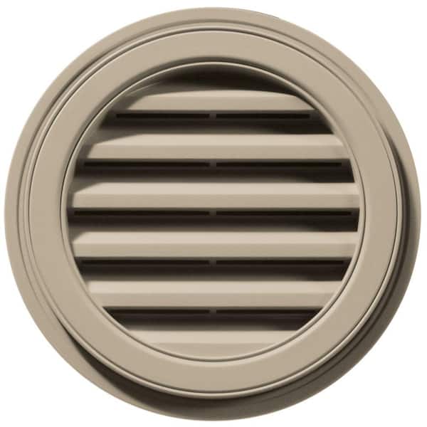 Builders Edge 18 in. x 18 in. Round Brown/Tan Plastic Built-in Screen Gable Louver Vent
