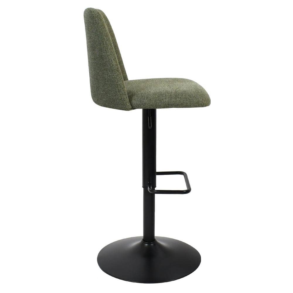 Green Upholstered Adjustable Swivel Bar Stools with Metal Base