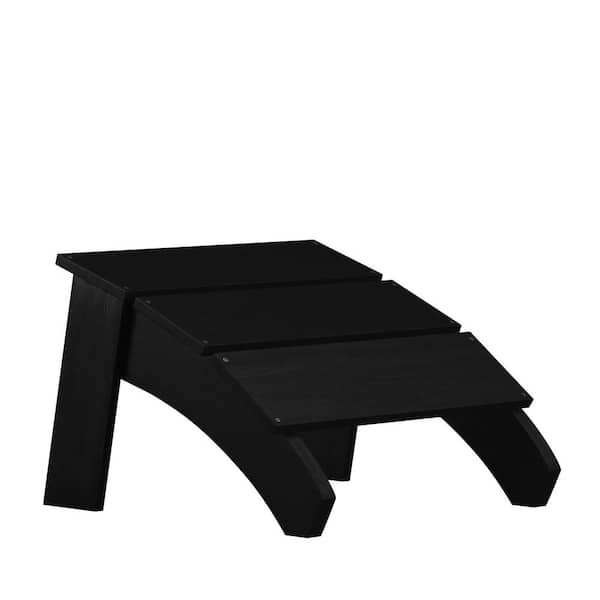 Carnegy Avenue Black Faux Wood Resin Outdoor Ottoman