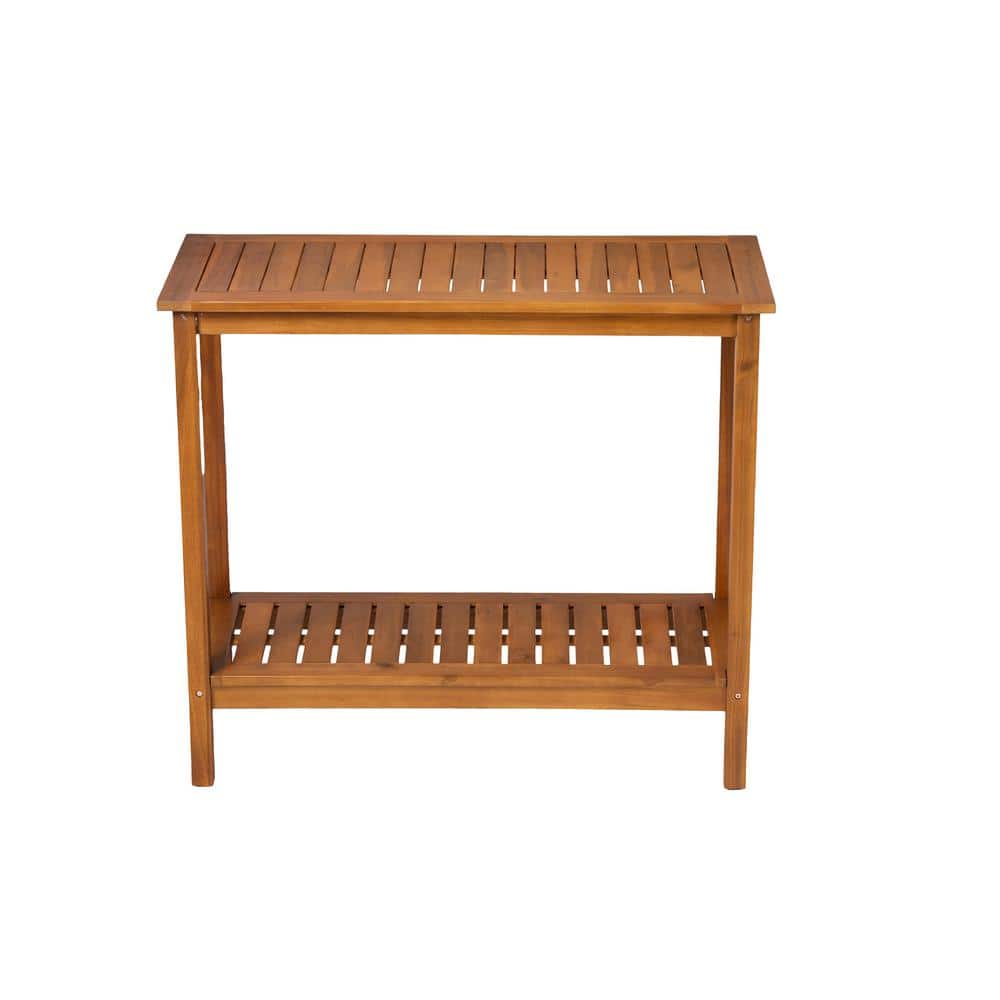 Outdoor Potting Bench Wooden Workstation for Garden Balcony Garage, Acacia 