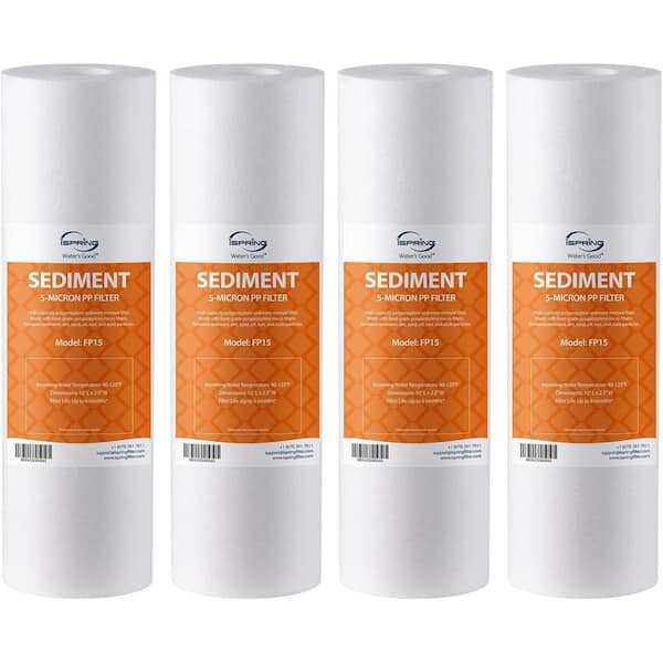 NSF-Certified, 5-Micron 10 in. x 2. 5 in. Multi-layer Sediment Water Filter Cartridges, 4-Pack