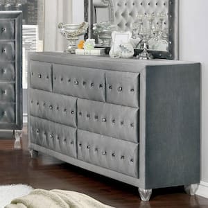 Nealyn Gray Upholstered 7-Drawer 60.88 in. Wide Dresser