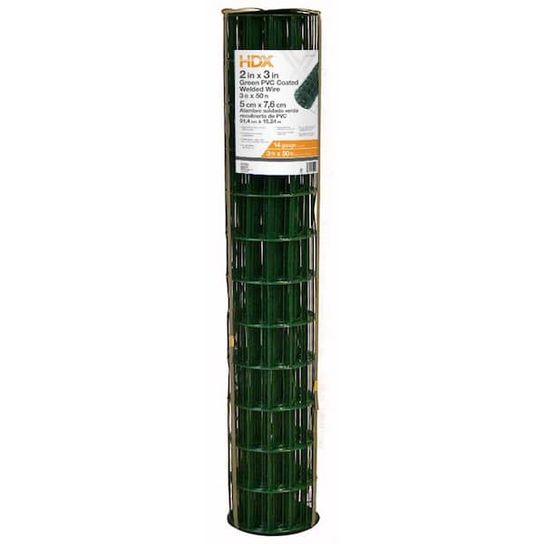 HDX 3 ft. x 50 ft. 14-Gauge Green PVC-Coated Welded Wire