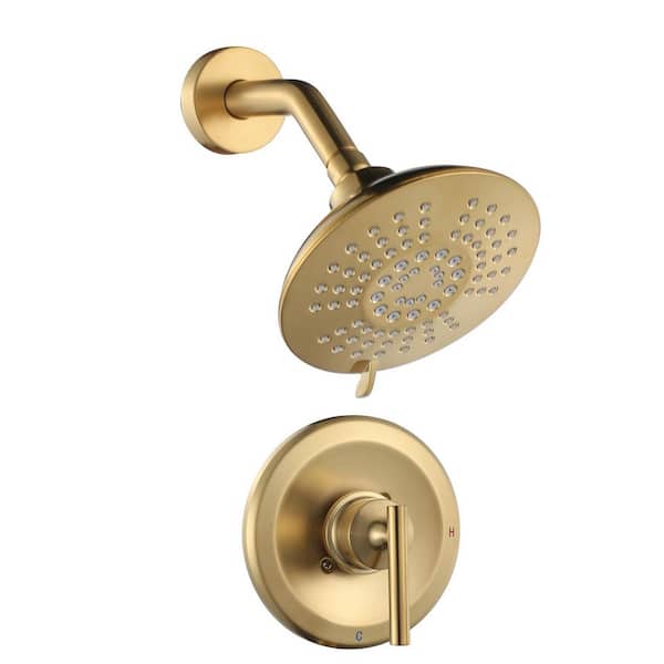 Single Handle 5-Spray Shower Faucet 1.8 GPM with Pressure Balance in Gold