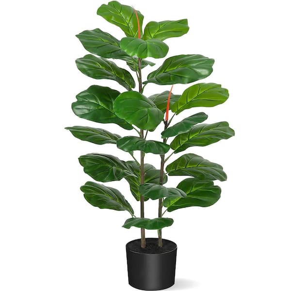 3.2 ft. Artificial Fiddle Leaf Fig Tree Large Fake Plant in Pot Fig Artificial Tree 27-Leaves