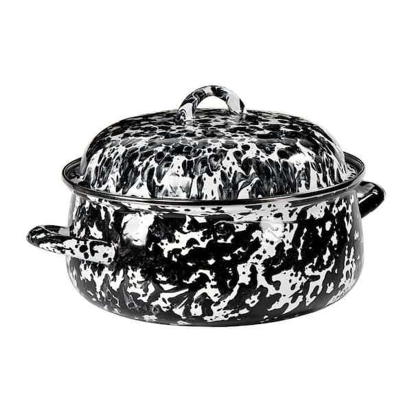 BK Enameled Steel Dutch Oven, 3.5-Quart, Black, Blue, & White on