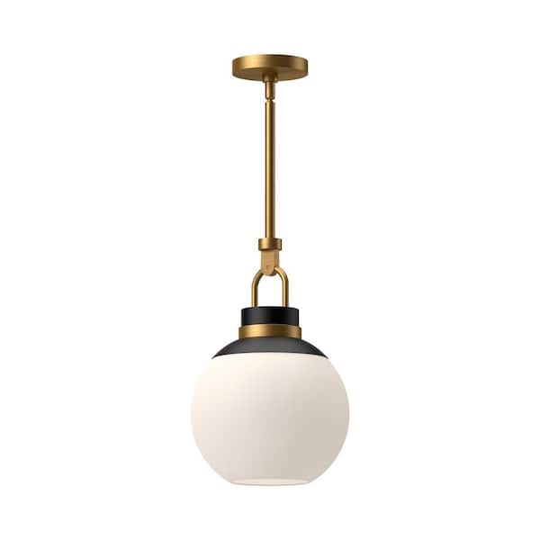 ALORA MOOD Copperfield 12 in. 1 Light 60-Watt Aged Gold/Opal Matte Glass Pendant Light