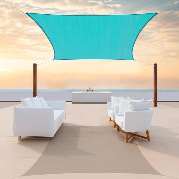 COLOURTREE 8 ft. x 10 ft. 190 GSM Turquoise Rectangle Sun Shade Sail with  Rectangle Installation Kit Plus Cable Wire Ropes TAPR0810-16-KIT-ROPE - The  Home Depot