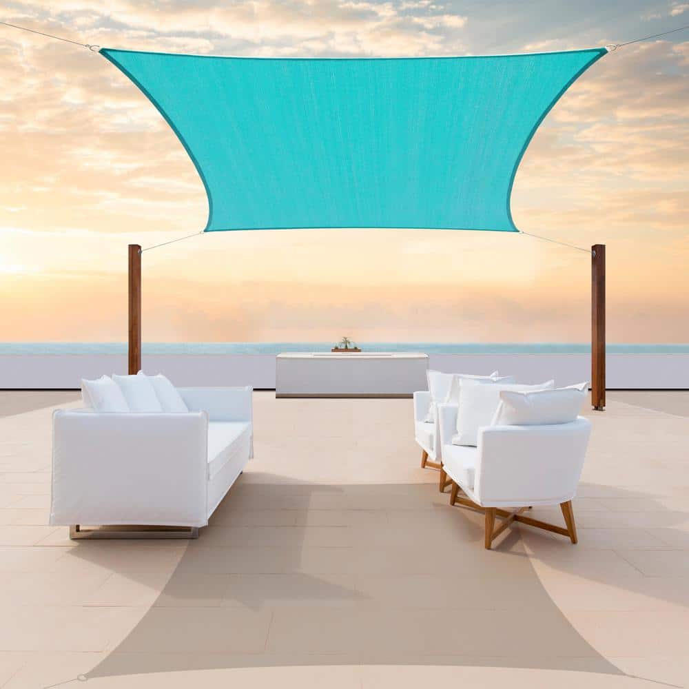 Turquoise 10 ft x 13 ft HDPE Patio Sun Shade Sail Canopy